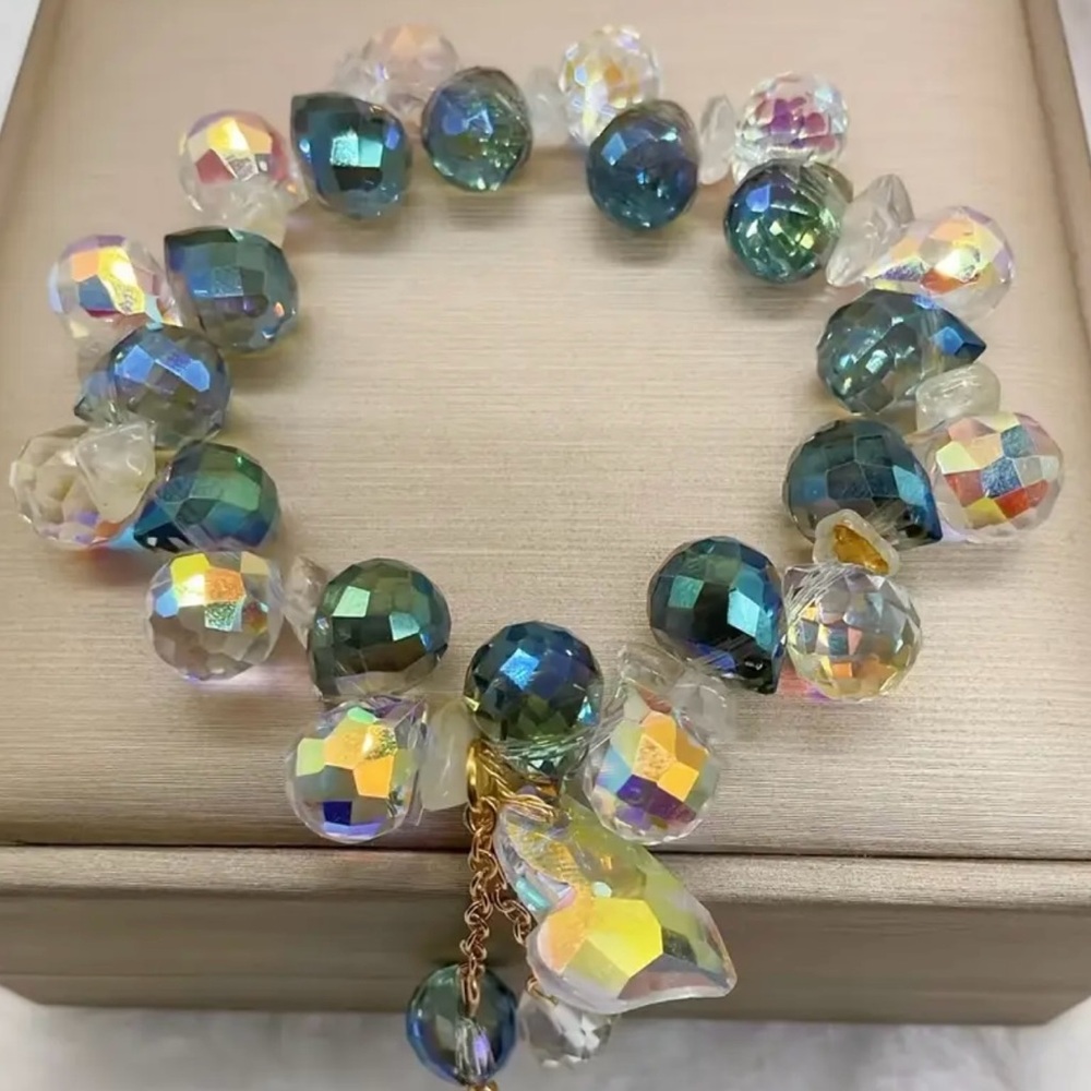 Mixed Color Imitation Crystal Bracelet, Japanese & Korean, Glass Material